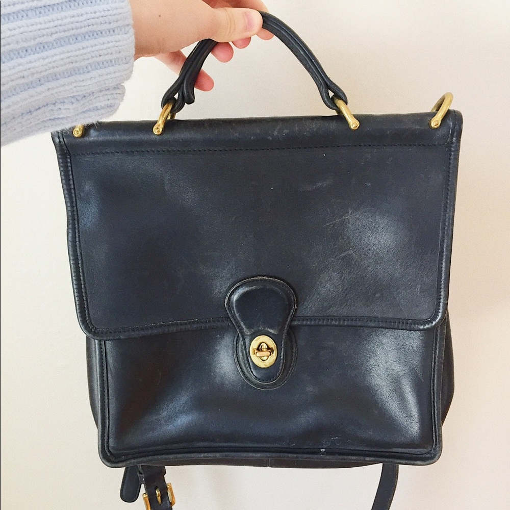 Vintage Black Leather Coach Bag!